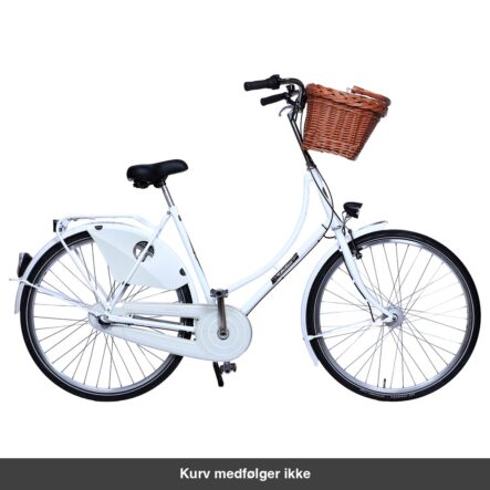 København Damecykel 3 Gear dynamolys for/bag Hvid med fletkurv