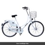 København Damecykel 3 Gear dynamolys for/bag Hvid med høj metalkurv