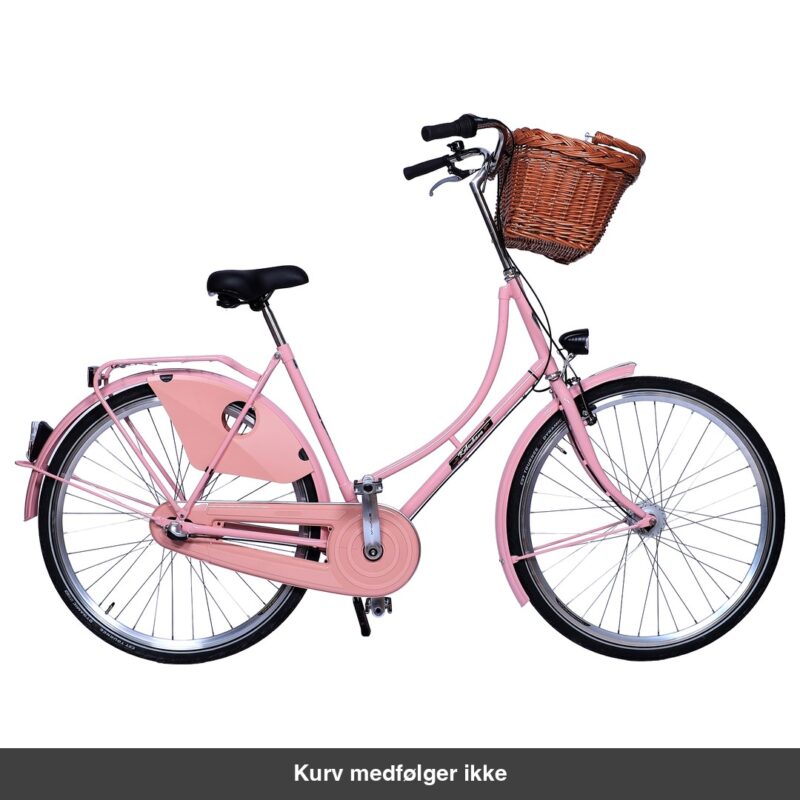 København Damecykel 3 Gear dynamolys for/bag Lyserød med fletkurv