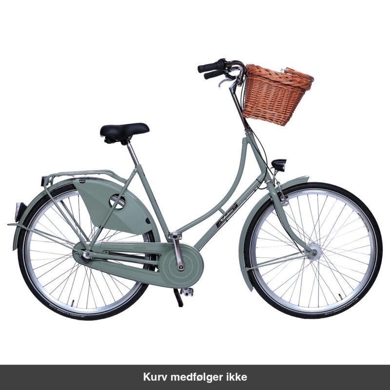 København Damecykel 3 Gear dynamolys for/bag Støvet Grøn med fletkurv
